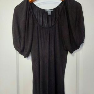 Black fine knit puff sleeve top